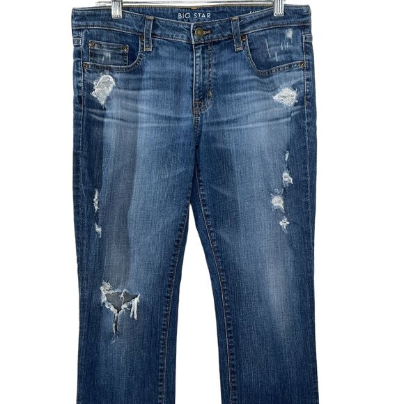 Big Star Kate Relaxed Straight Distressed Jeans 28R Medium Wash Denim - Picture 2 of 12